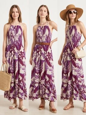 Intimately Free People Purple and White Floral Maxi Dress Sz M